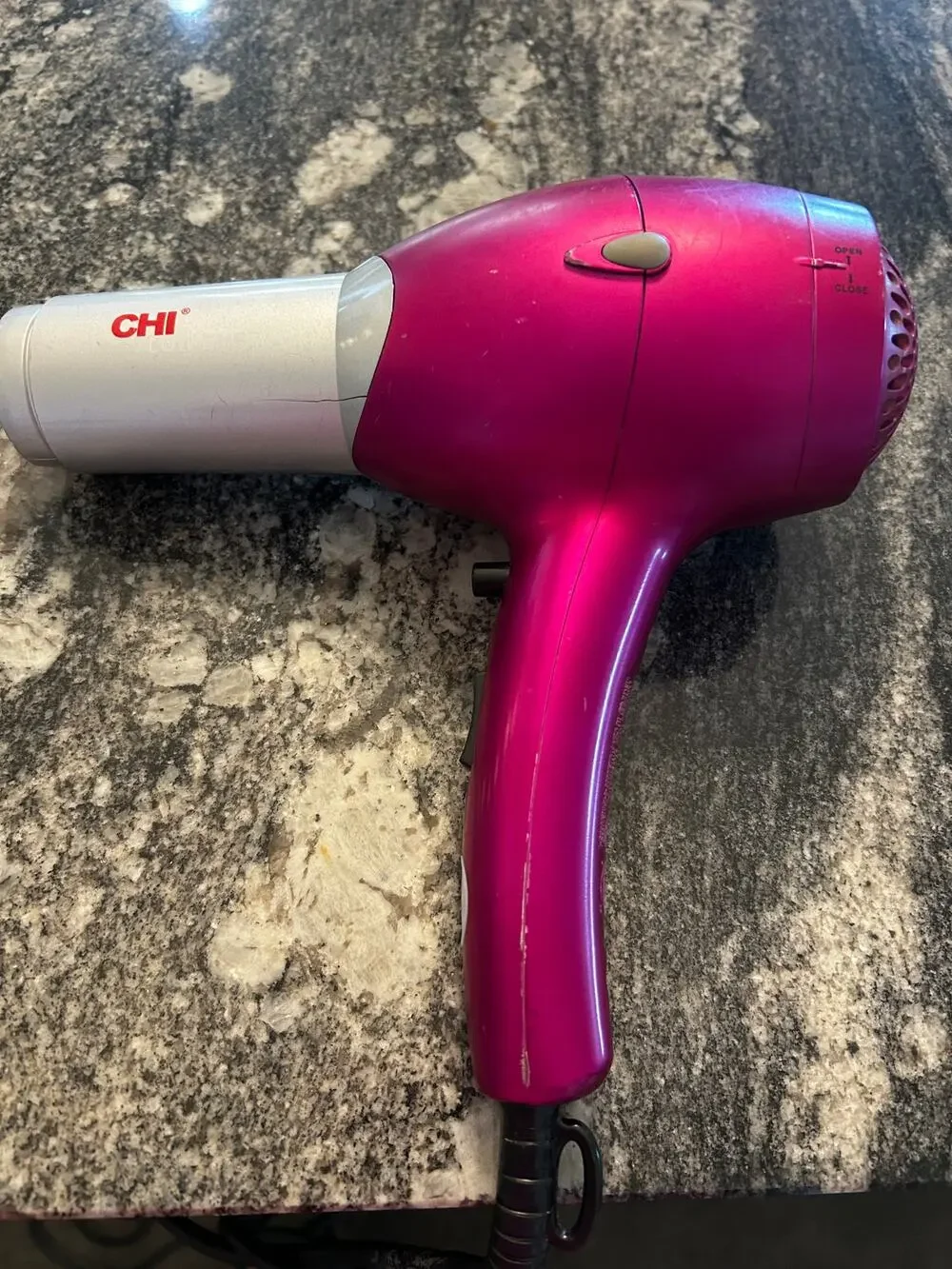 CHI Pro Magenta Pink Blow Dryer Ceramic Hair Dryer Extra Long Cord EUC